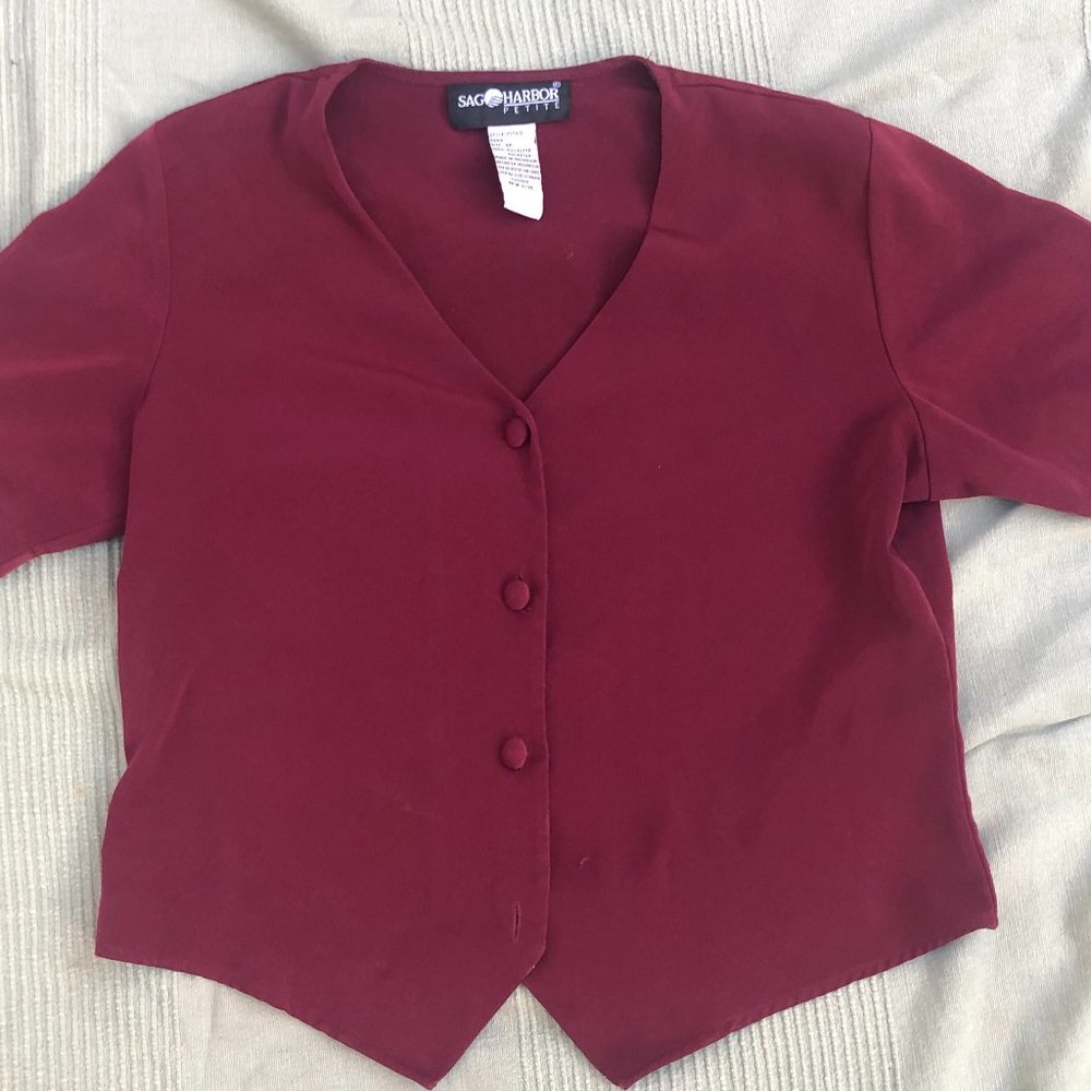 Red Button Up Blouse